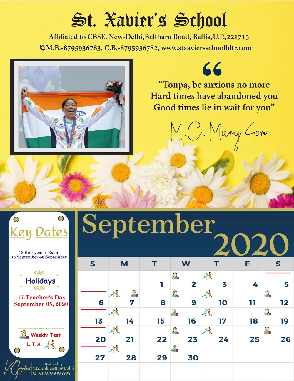 St Xavier's School calendar, September leaf